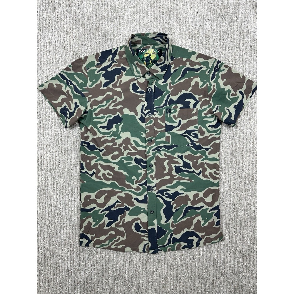 Warrior Aliens USCM Men's Shirt Small Camo Green Button Up Pocket Tactical